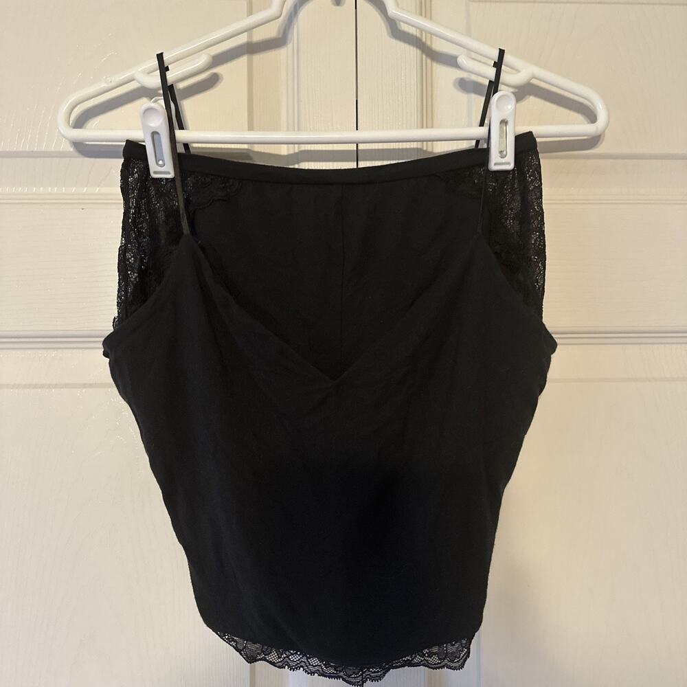 Victoria’s Secret Black Lace Cropped Cami with High Waisted Bottom Set - Small